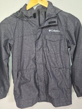 Columbia Kids Small Grey Hooded Windbreaker Jacket Mesh Lined